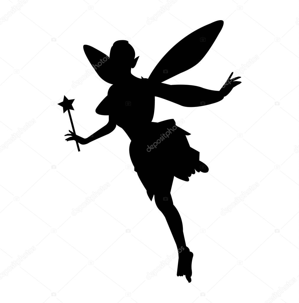 Black silhouette of a fairy
