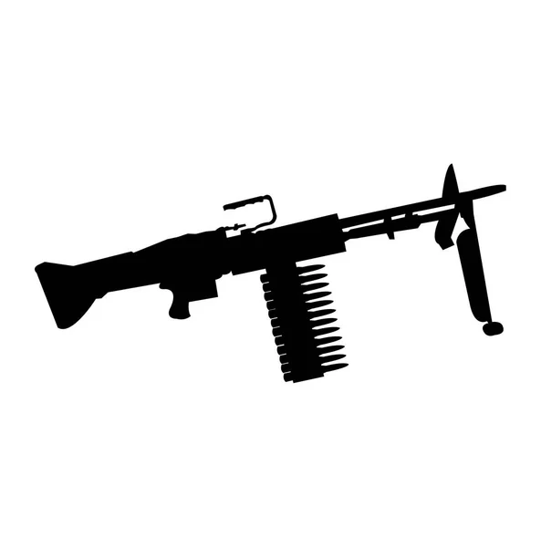 Machine Gun Svart Siluett — Stock vektor