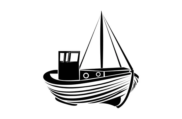Σχεδιασμός Λογότυπου Βάρκα Vintage Ψαράς — Διανυσματικό Αρχείο