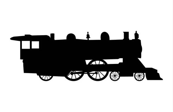 Locomotiva Ferroviaria Silhouette Nera — Vettoriale Stock