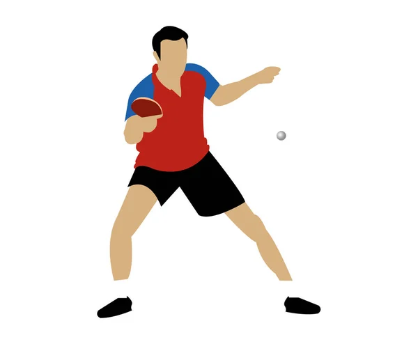 Jugador Tenis Mesa Con Pelota — Vector de stock