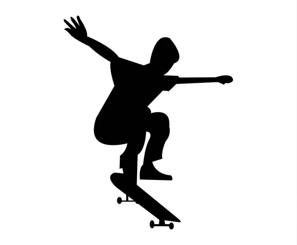 Junge Auf Skateboard Macht Einen Trick — Stockvektor
