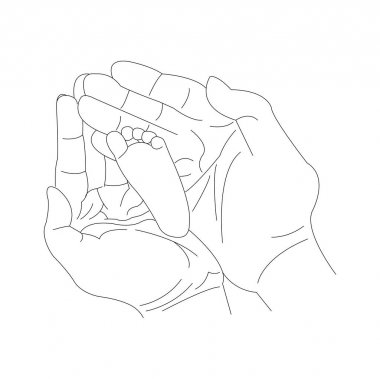 Bir küçük bebek ayak holding eller