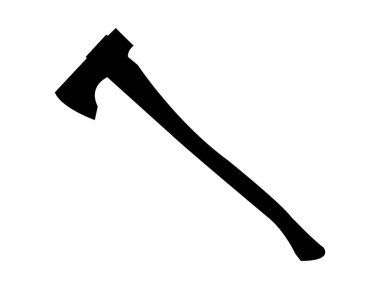 Siyah, basit balta siluet, beyaz arka plan üzerinde izole.