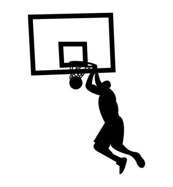 Silhouette Basketball Player Doing Slam Dunk — Stock Vector