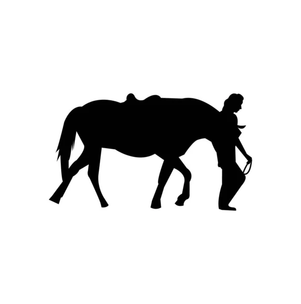 Mulher Com Cavalo Branco — Vetor de Stock