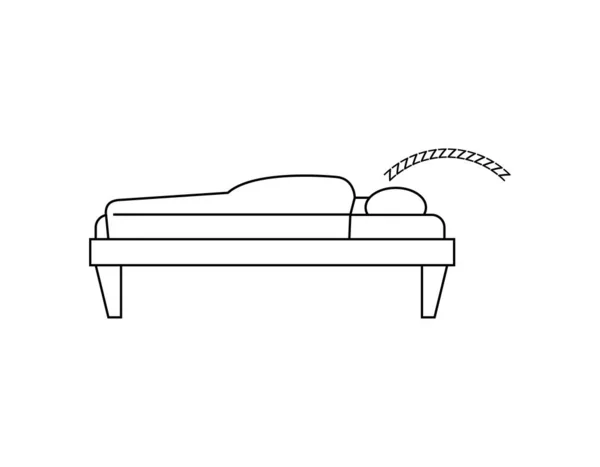 Mann Schläft Einem Bett Symbol Auf Weiß — Stockvektor
