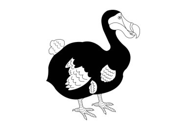 beyaz üzerine dodo siyah ve beyaz illüstrasyon