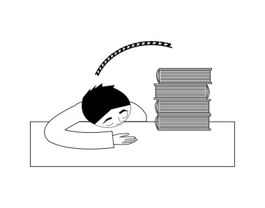 Adam kütüphanede uyuyor.