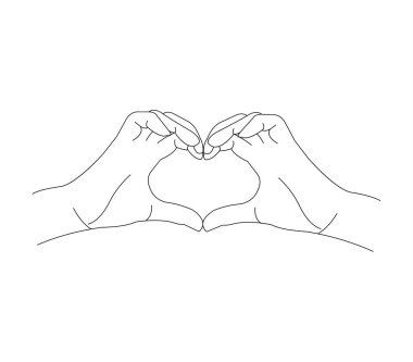 Kalp el işareti beyaz üzerine