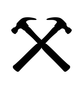 Beyaz üzerine çapraz çekiç işareti