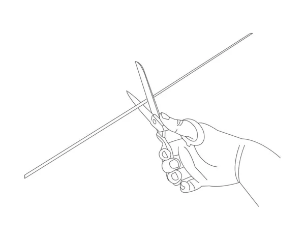 Hand Cutting Rope White — Stock Vector