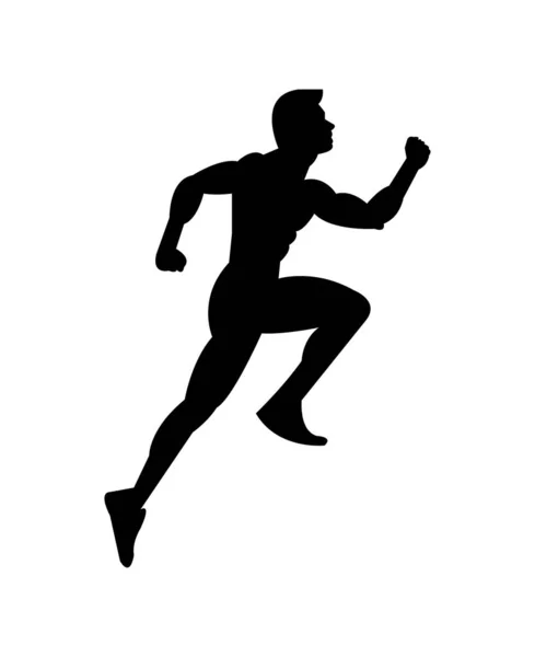 Silhouette Homme Running Sur Blanc — Image vectorielle