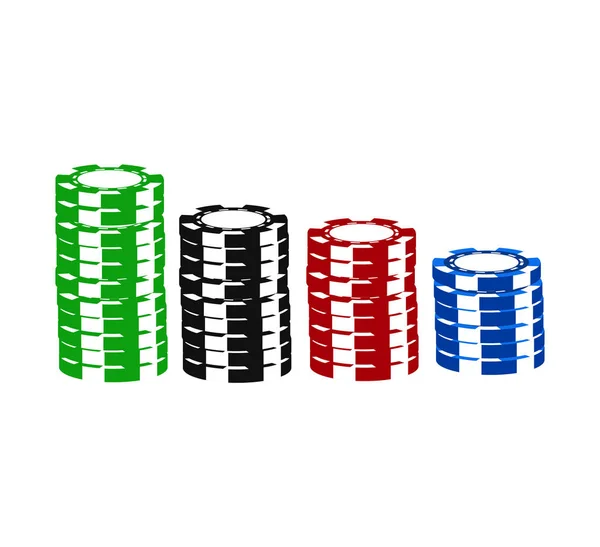 白色的赌场筹码堆积如山 — 图库矢量图片