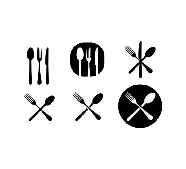 set of cutlery icons on white
