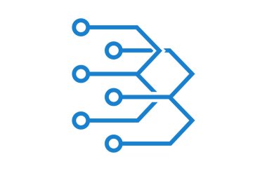 blue computer chip icon on white