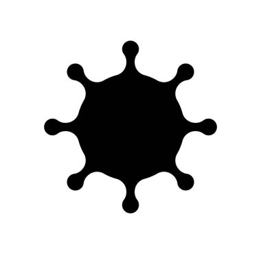 Siyah koronavirüs simgesi beyaz arkaplanda izole edildi