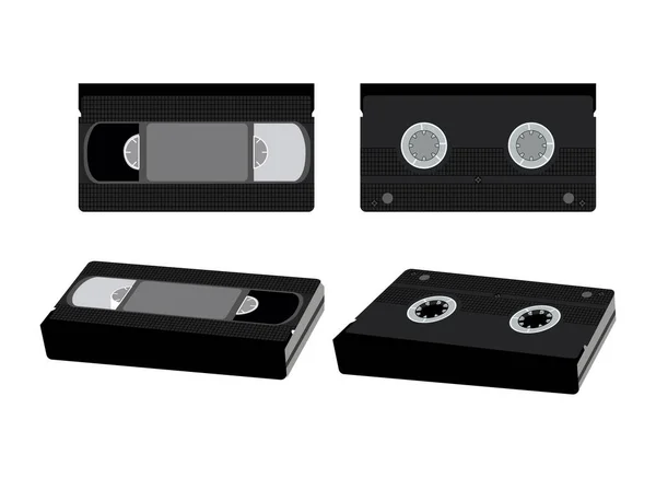 Conjunto Cassetes Vídeo Isolado Fundo Branco — Vetor de Stock
