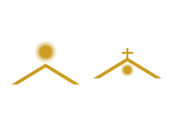 Dos Casa Cristiana Religión Iconos Aislados Sobre Fondo Blanco — Vector de stock