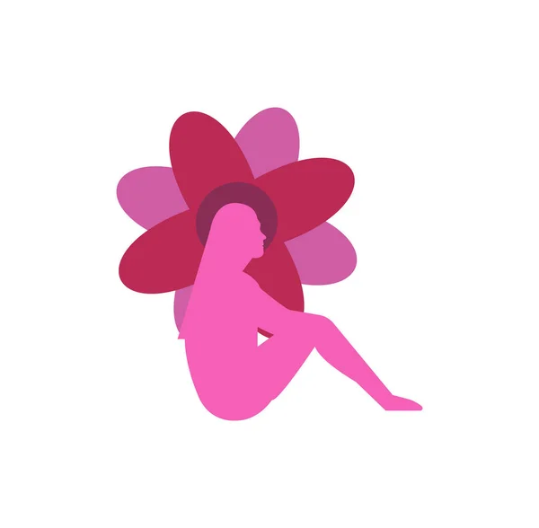 Mens Vrouw Zitten Bloem Pictogram Geïsoleerd — Stockvector