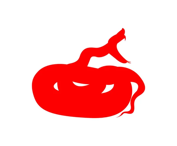 Κόκκινο Εικονίδιο Φίδι Σιλουέτα Απομονωμένη — Διανυσματικό Αρχείο
