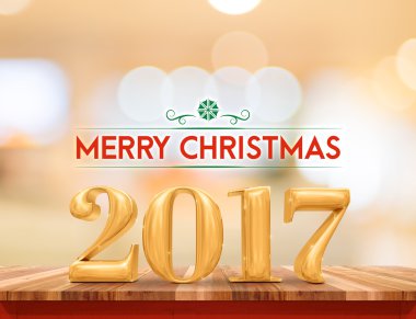 altın rengi kahverengi ahşap t 2017 Merry christmas (3d render)
