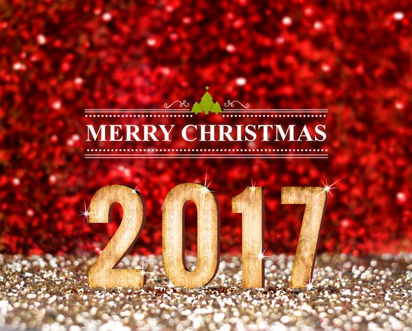 Merry Christmas 2017 (3D-rendering) jaar in vintage rood en goud — Stockfoto