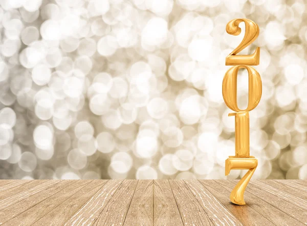 2017 (3d rendering) new year gold color  in perspective room wit — Stock Photo, Image