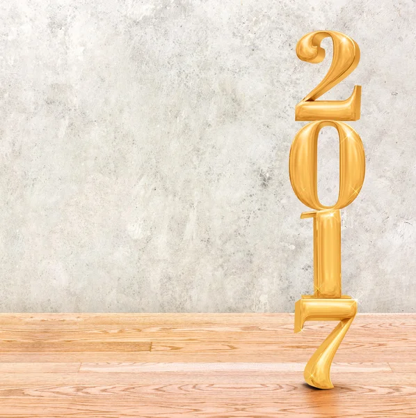 2017 (3d-rendering) nytt år guld färg i perspektiv rum wit — Stockfoto