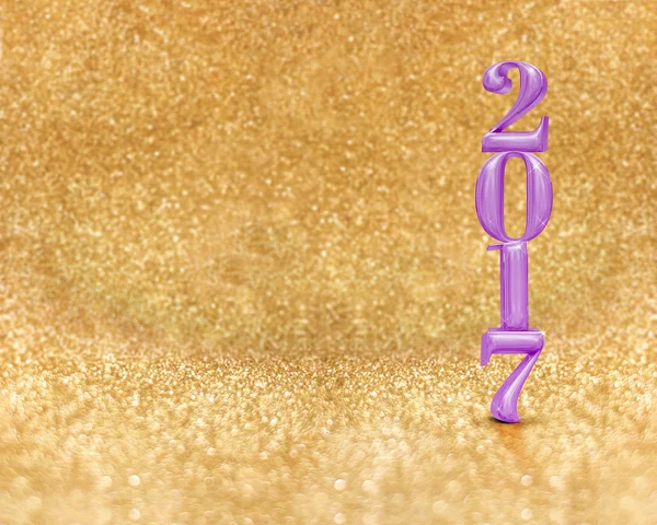 Feliz año nuevo 2017 (3d renderizado) color púrpura en el brillo dorado — Foto de Stock