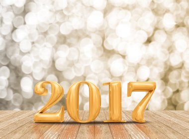 2017 (3d render) yeni yıl altın renkli perspektif Oda zekâ