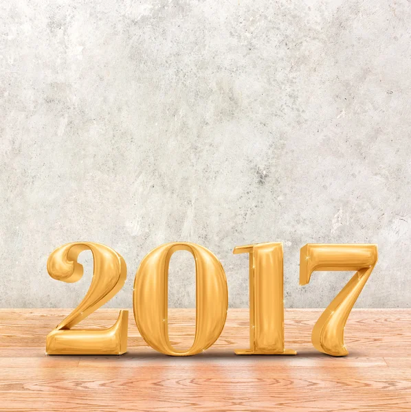 2017 (3d rendering) new year gold color  in perspective room wit — Stock Photo, Image