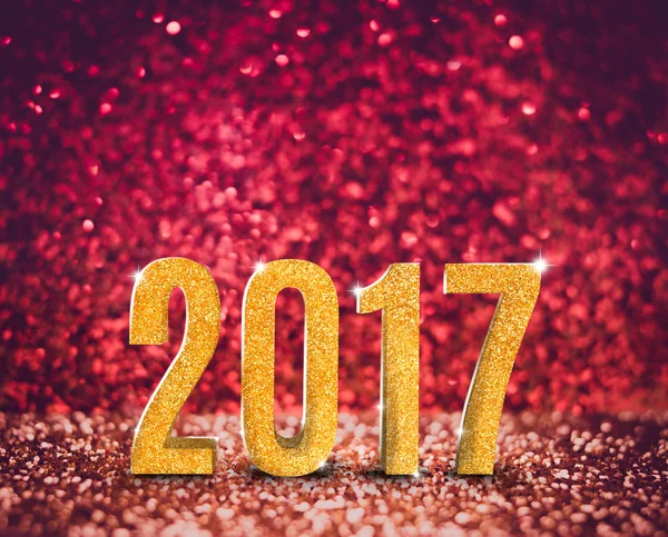 Feliz ano novo 2017 (3d renderização) ano em vermelho vintage e ouro — Fotografia de Stock