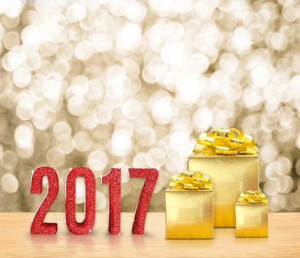 Щасливий новий рік 2017 (3d рендеринг) червоний блиск слова і золотий р — стокове фото