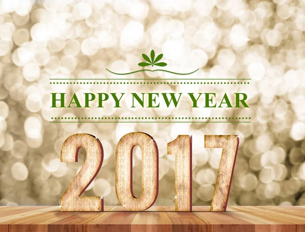 С Новым 2017 годом число древесины в перспективной комнате с sparkli — стоковое фото