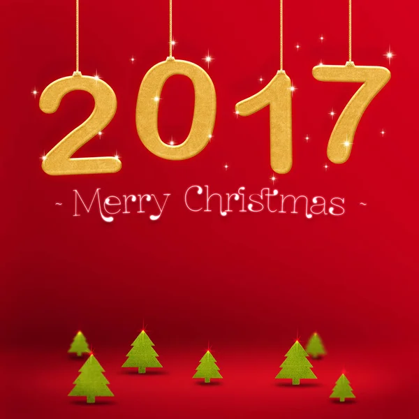 2017 boldog karácsonyt szín zöld piros Stúdiószoba lógott — Stock Fotó