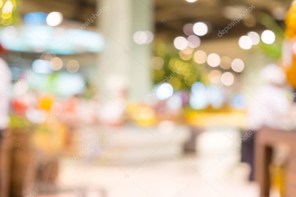 Blurred background, Customer shopping at supermarket store with 