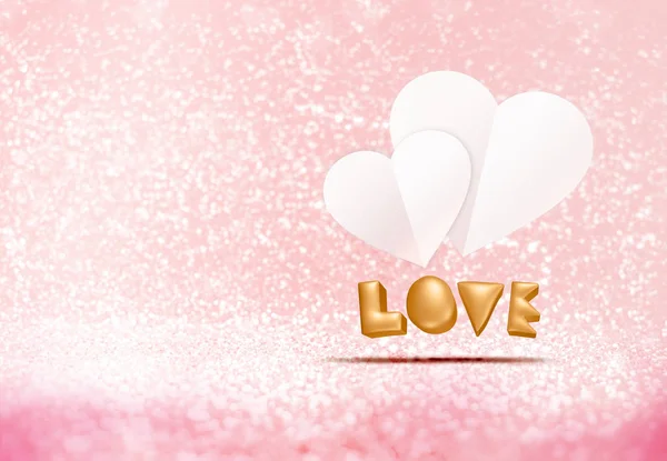 Love (3D-rendering) woord met het Witboek hart drijven op verleden — Stockfoto