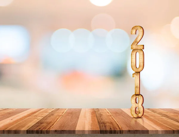 2018 número de textura de madeira na mesa de tábua de madeira com abstr borrão — Fotografia de Stock