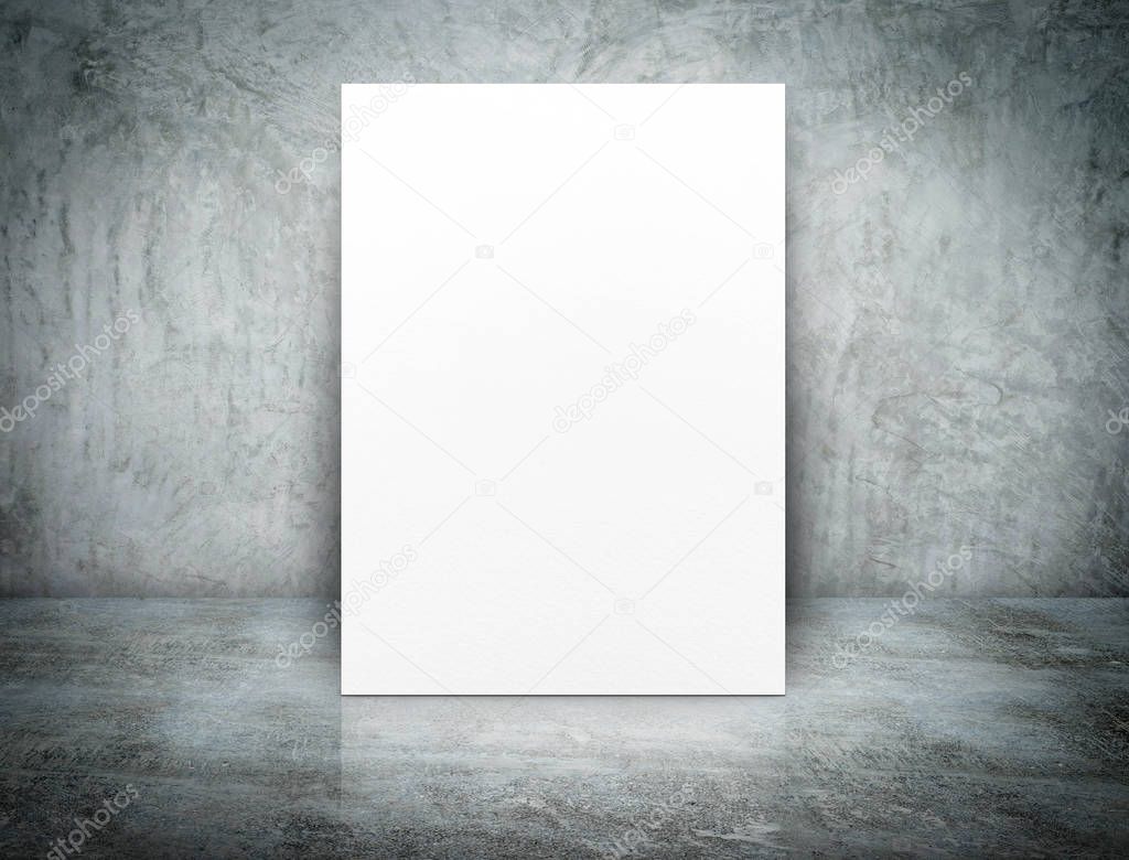 Blank poster frame at grunge concrete room,Mock up template for 