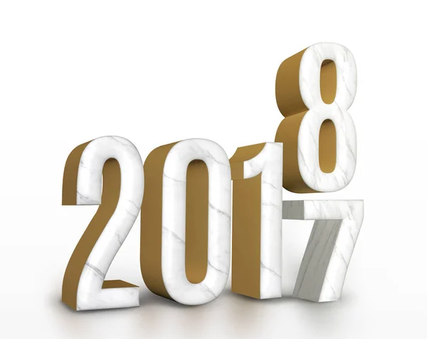 Year 2017 marble and gold texture number change to 2018 new year — Stock Photo, Image