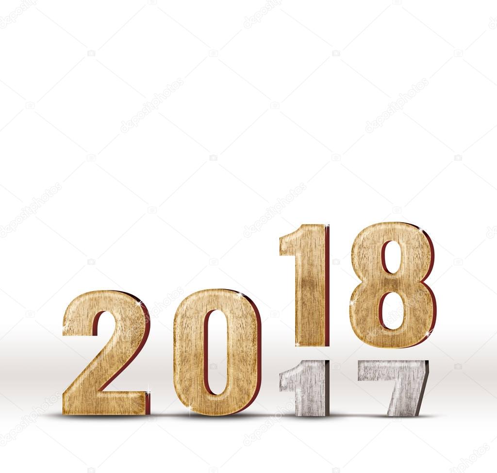 2017 wood number year change to 2018 new year in white studio ro