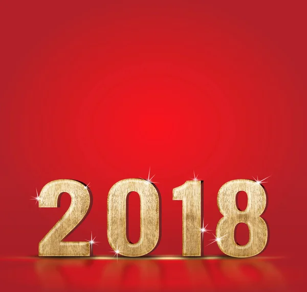 赤いスタジオ背景用テンプレートに木材 2018年新年号 — ストック写真