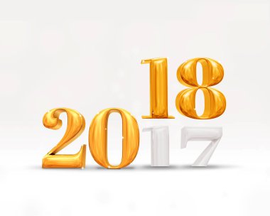 2017 yıl 2018 yeni yıl altın sayı (3d render) o için değiştirme