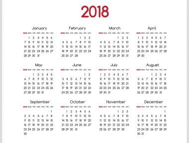 2018 yıl takvim yuvarlak san se modern sade tasarım vektör
