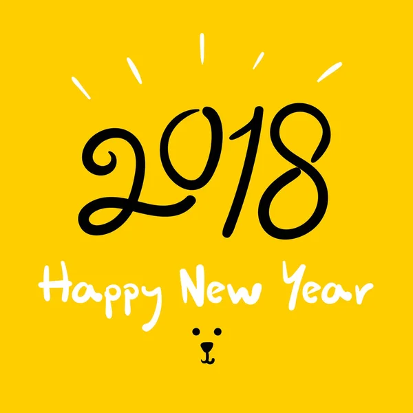 Happy new year 2018 (Dog year) Kuas corat-coret tulisan tangan di brigh - Stok Vektor