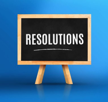 yazı tahtası üzerinde kararlar Word'le şövale üzerinde canlı mavi studio b