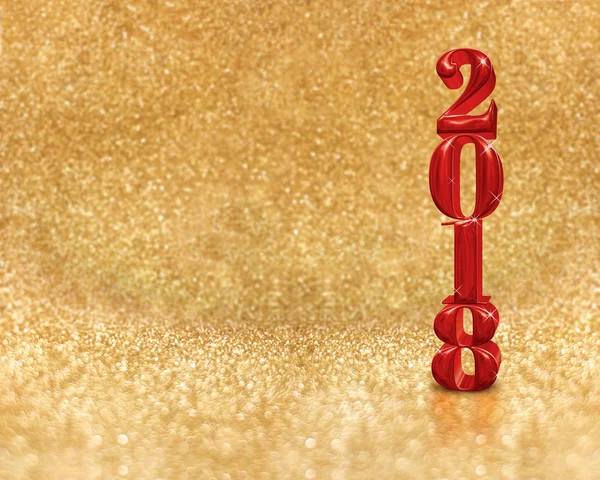 Feliz año nuevo 2018 (3d renderizado) color rojo en el brillo dorado — Foto de Stock