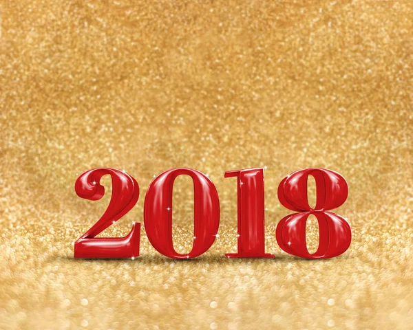 Gelukkig nieuw jaar 2018 (3D-rendering) rode kleur op gouden mousserend — Stockfoto