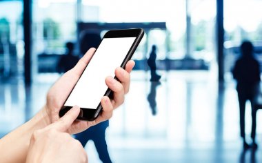 El tıklatın bulanıklık office koridor hall yolu backg ile cep telefonu